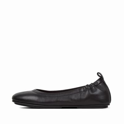 Fitflop Women's ALLEGRO Soft Leather Ballet Flats - Black, GZ8365024